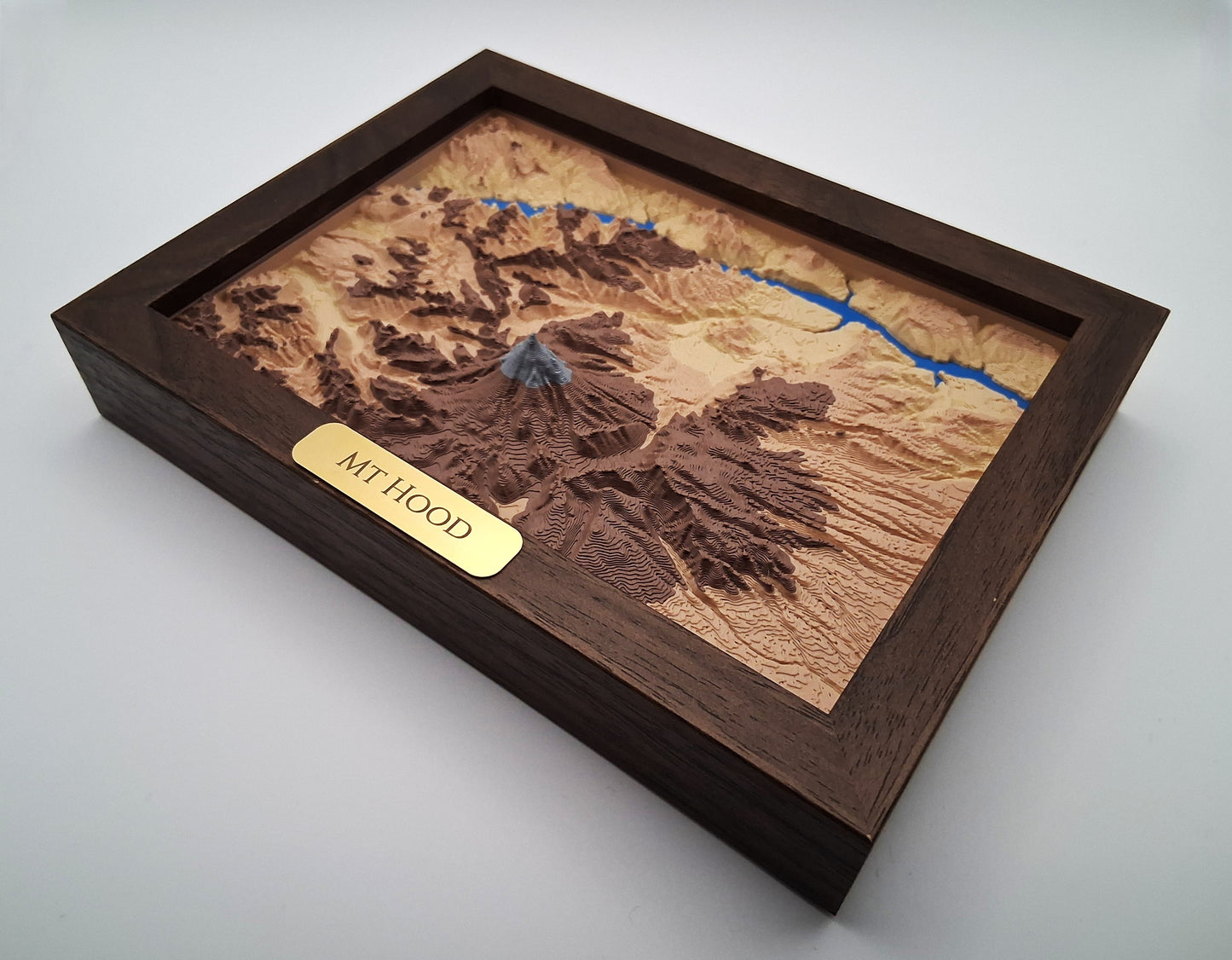 Mount Hood Oregon Topographic Relief – 3D Framed Art (5x7”)