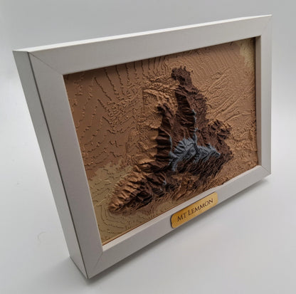 Mount Lemmon Topographic Relief – 3D Framed Art (5x7”)