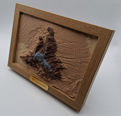 Mount Lemmon Topographic Relief – 3D Framed Art (5x7”)