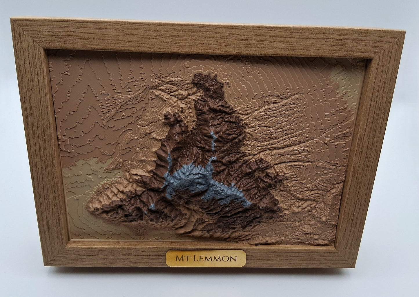 Mount Lemmon Topographic Relief – 3D Framed Art (5x7”)