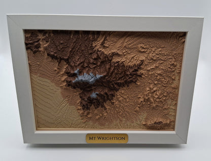 Topographic map of Mount Wrightson in a white frame on a white background