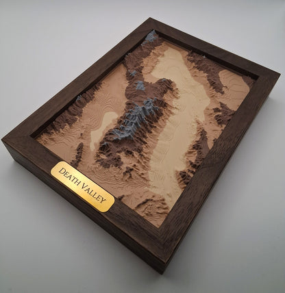 Death Valley Topographic Relief – 3D Framed Art (5x7”)