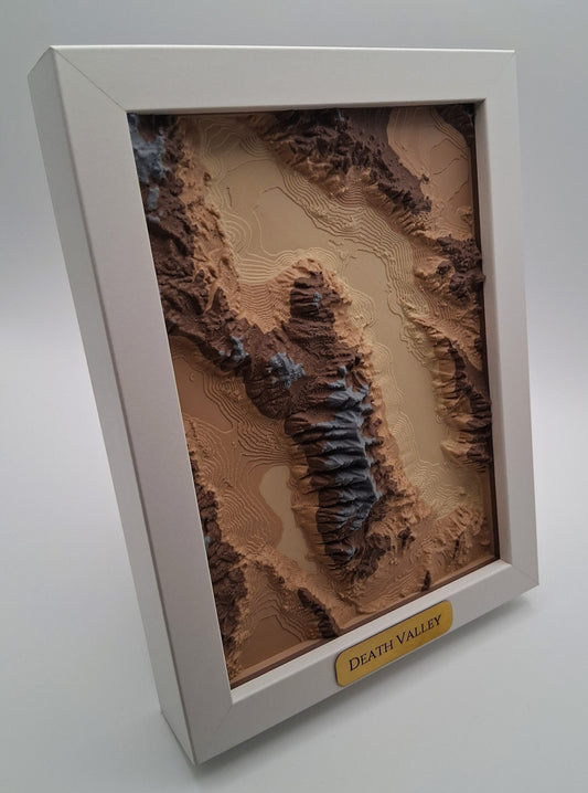 Death Valley Topographic Relief – 3D Framed Art (5x7”)