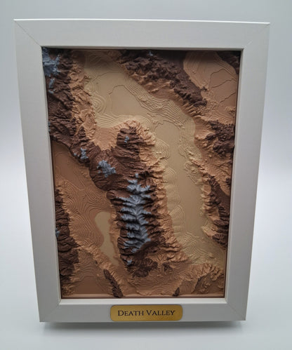 Death Valley Topographic Relief – 3D Framed Art (5x7”)