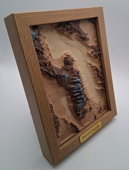 Death Valley Topographic Relief – 3D Framed Art (5x7”)