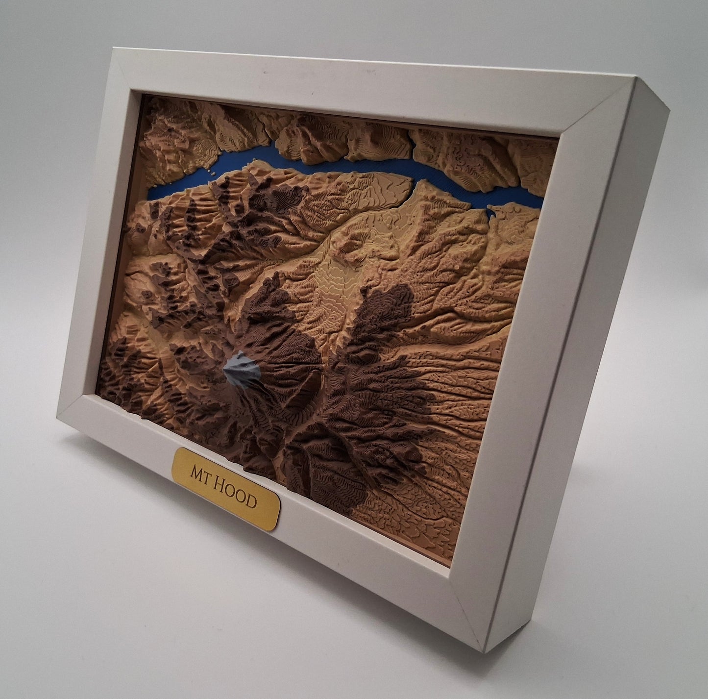 Mount Hood Oregon Topographic Relief – 3D Framed Art (5x7”)