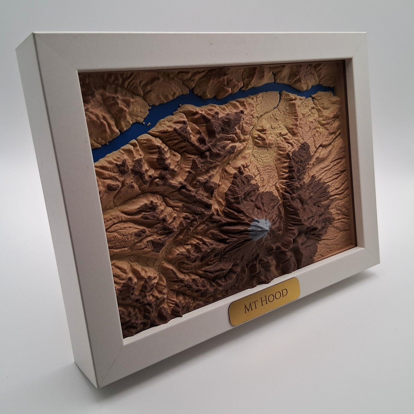 Mount Hood Oregon Topographic Relief – 3D Framed Art (5x7”)