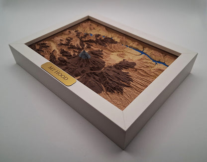 Mount Hood Oregon Topographic Relief – 3D Framed Art (5x7”)