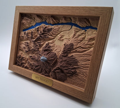 Mount Hood Oregon Topographic Relief – 3D Framed Art (5x7”)