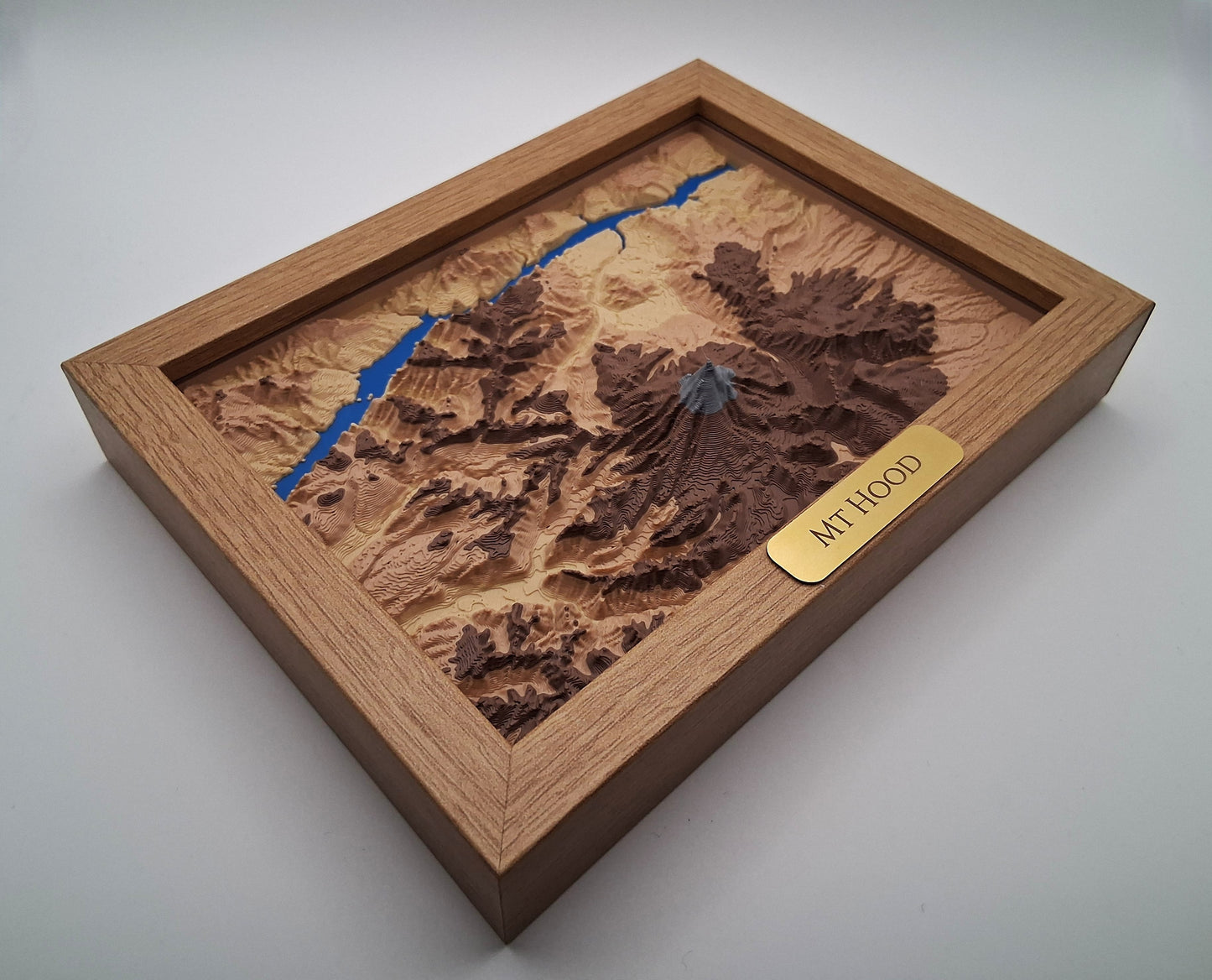 Mount Hood Oregon Topographic Relief – 3D Framed Art (5x7”)