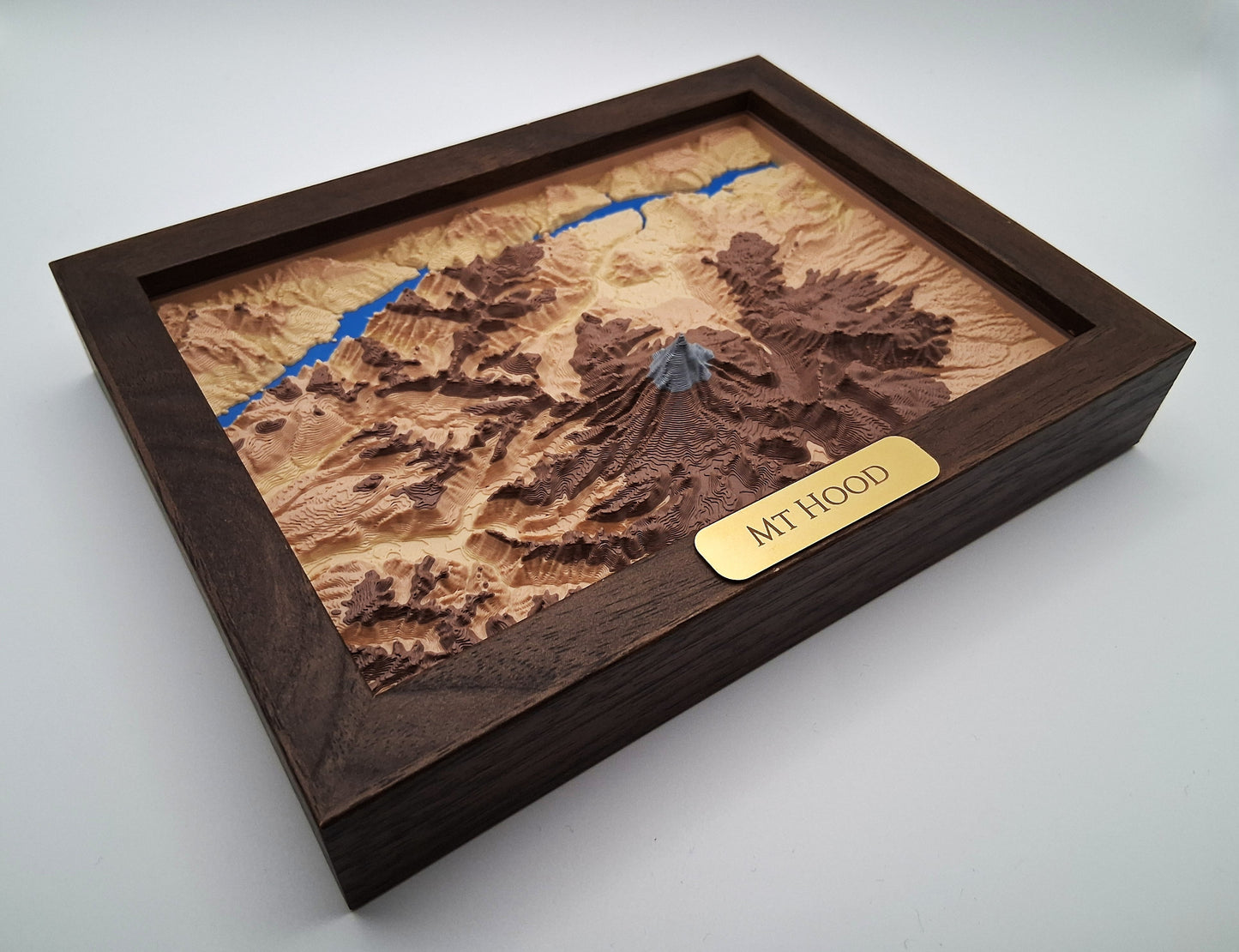 Mount Hood Oregon Topographic Relief – 3D Framed Art (5x7”)