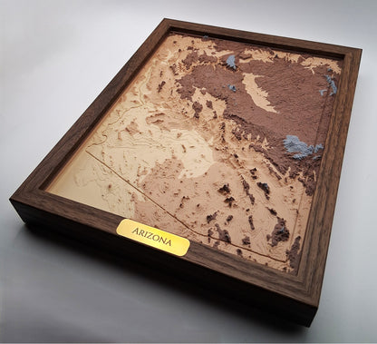 Arizona State Topographic Relief – 3D Framed Art (8x10”)