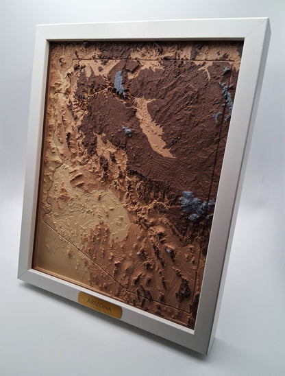 Arizona State Topographic Relief – 3D Framed Art (8x10”)