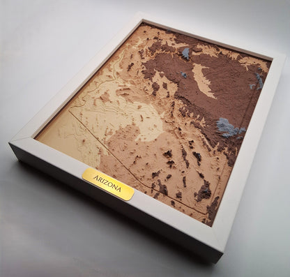 Arizona State Topographic Relief – 3D Framed Art (8x10”)