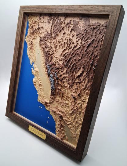 California State Topographic Relief – 3D Framed Art (8x10”)