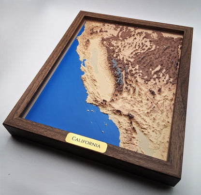 California State Topographic Relief – 3D Framed Art (8x10”)