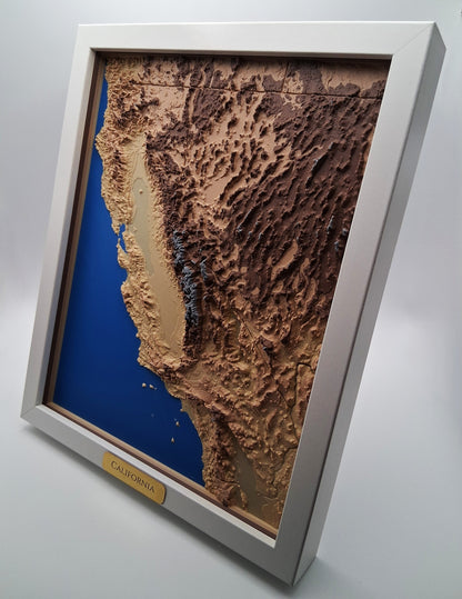 California State Topographic Relief – 3D Framed Art (8x10”)