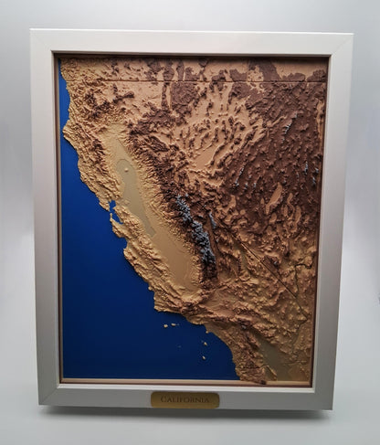 California State Topographic Relief – 3D Framed Art (8x10”)