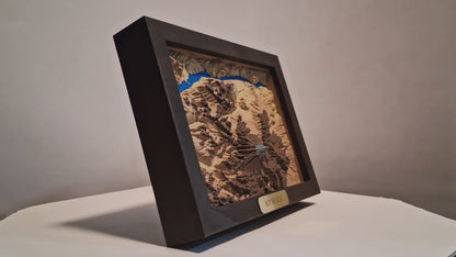 Mount Hood Oregon Topographic Relief – 3D Framed Art (5x7”)