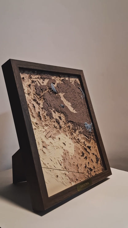 Arizona State Topographic Relief – 3D Framed Art (8x10”)