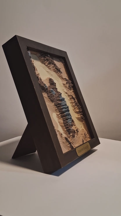Death Valley Topographic Relief – 3D Framed Art (5x7”)